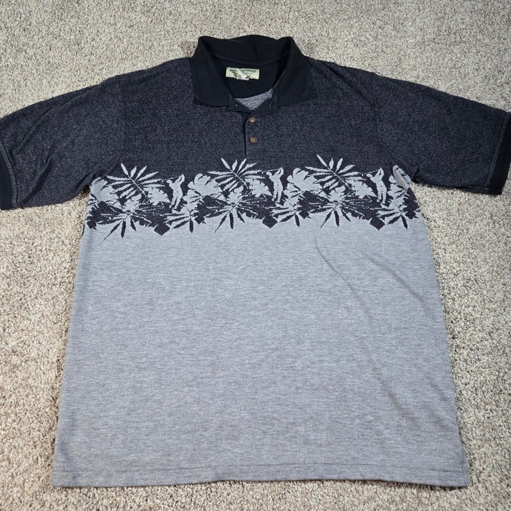 Boca Classics Club Golf Polo Shirt Men's XL Grey Palm Tree Golfer Print- Vintage